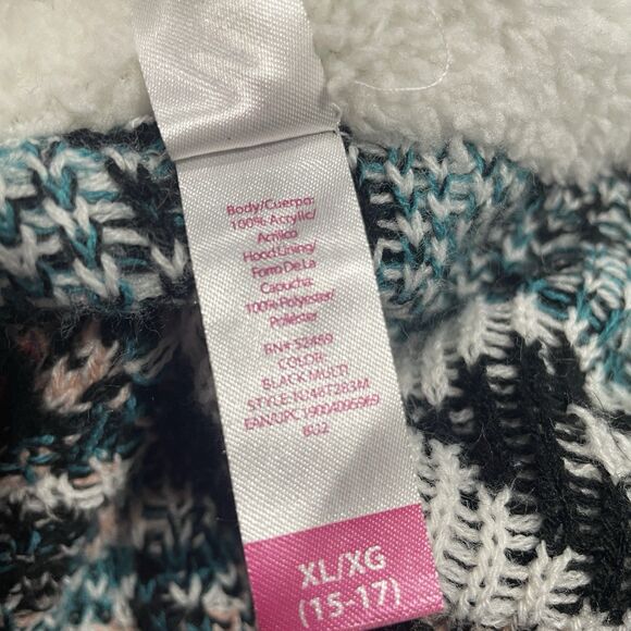 No Boundaries Aztec Sherpa Trim Lined Cozy Cardigan Size XL Juniors Acrylic - Picture 3 of 9